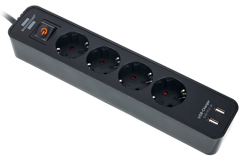 Ecolor Power Strip 4Way USB BK Brennenstuhl